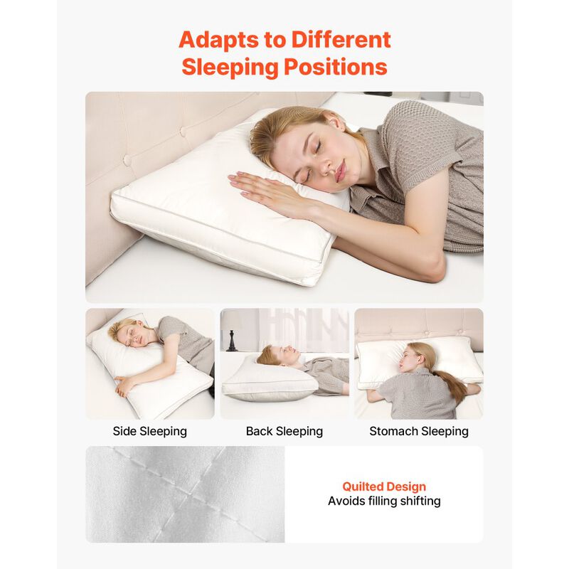 Soft Fluffy Bed Pillows Set of 2 Down Alternative Support for Back Side and Stomach Sleepers image number 6