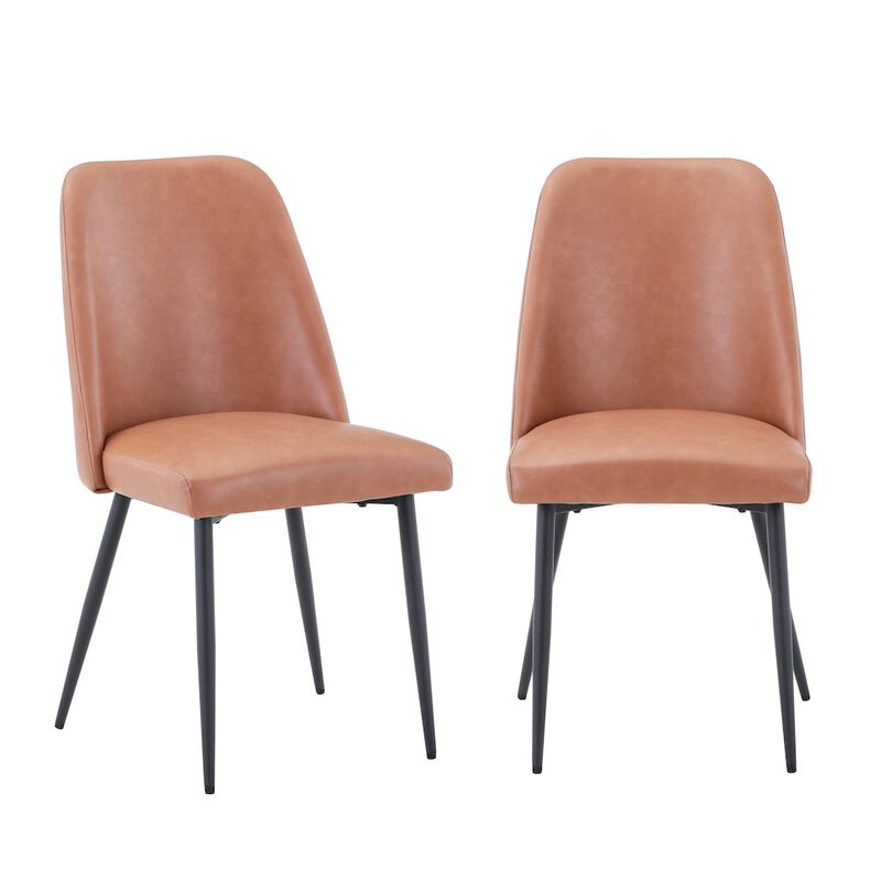 Jofran Maddox Mid-Century Modern Faux Leather Upholstered Dining Chair (Set of 2)