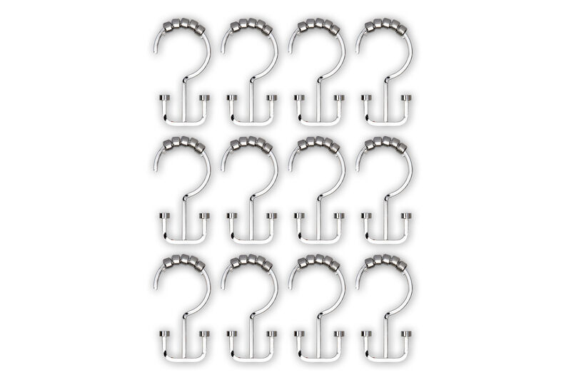 Metal Double Shower Curtain Hooks, Set of 12 image number 5