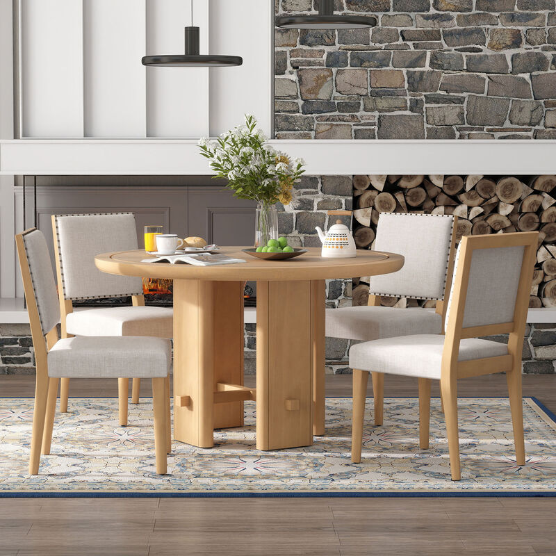 Merax 5-Piece Round Dining Table Set for 4