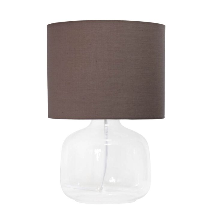 Simple Designs Glass Table Lamp with Fabric Shade, Clear with  Shade