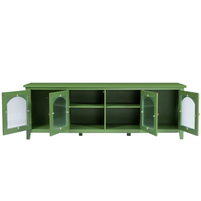 Streamdale Stylish 71-Inch TV Stand with Antique Green Glass Door