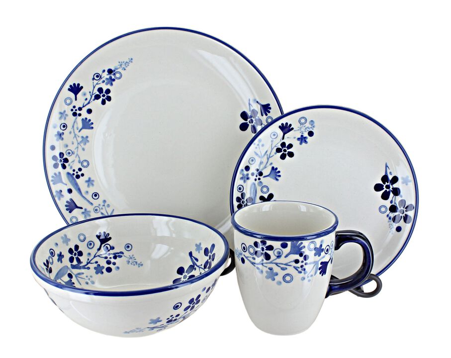 Blue Rose Polish Pottery Brienna 16 Piece Dinnerware Set