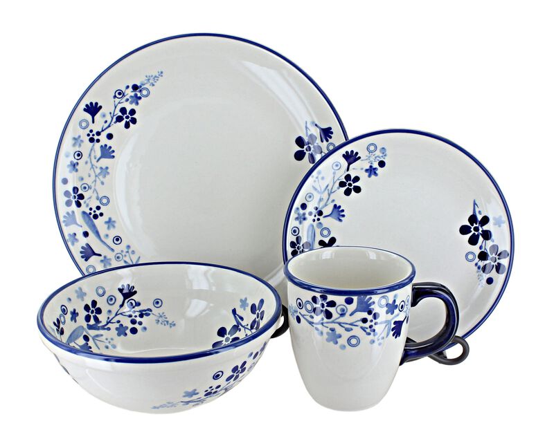 Blue Rose Polish Pottery Brienna 16 Piece Dinnerware Set