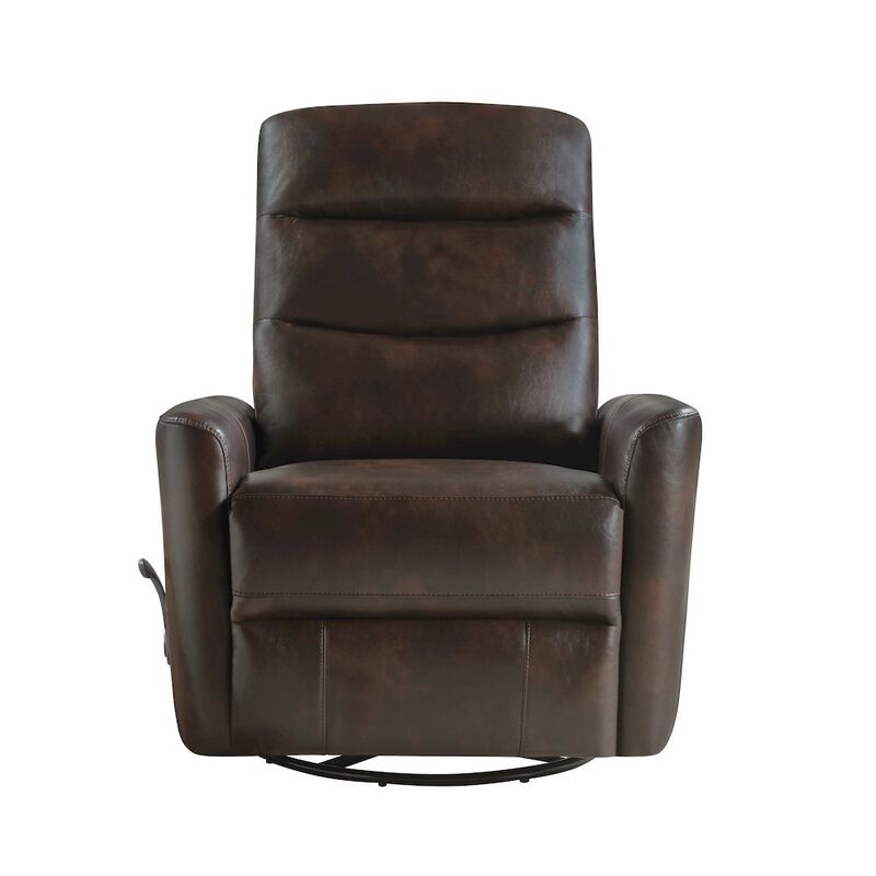 New Classic Furniture Takami Faux Leather Swivel Recliner, Brown