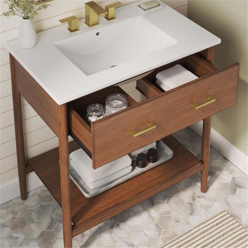 Modway EEI-6662-WAL-WHI Zaire 30" Bathroom Vanity, Walnut White image number 8
