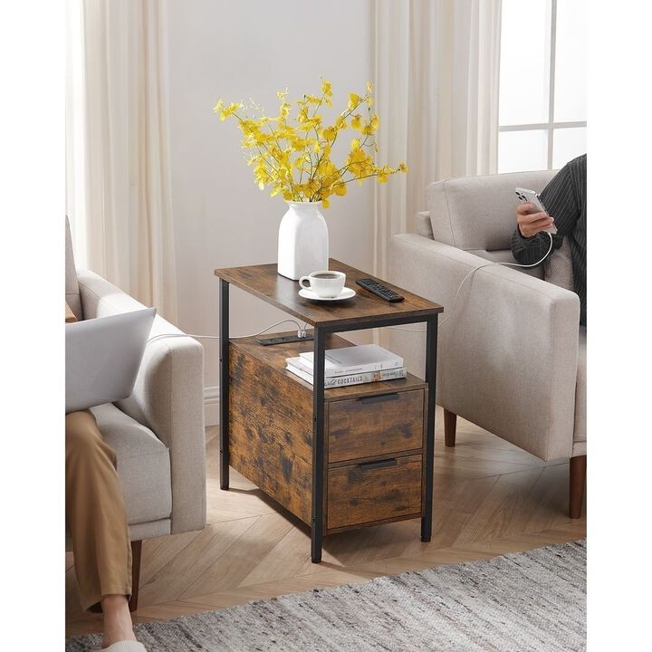 Side Table with Charging Station for Convenient Power Access and Modern Design