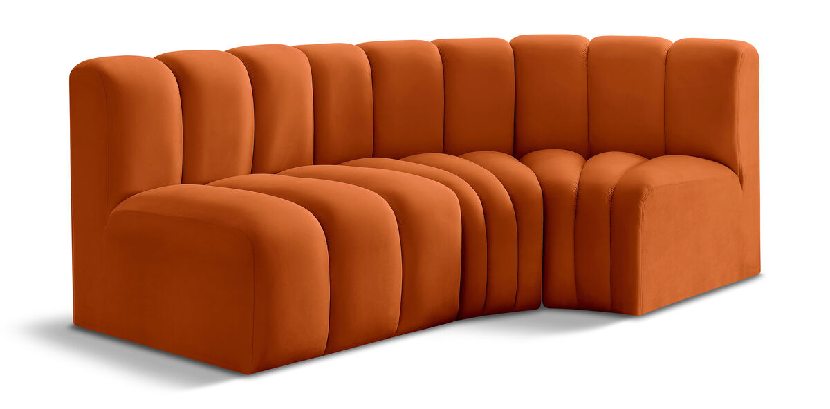 Meridian Furniture Arc Cognac Velvet Modular Sofa