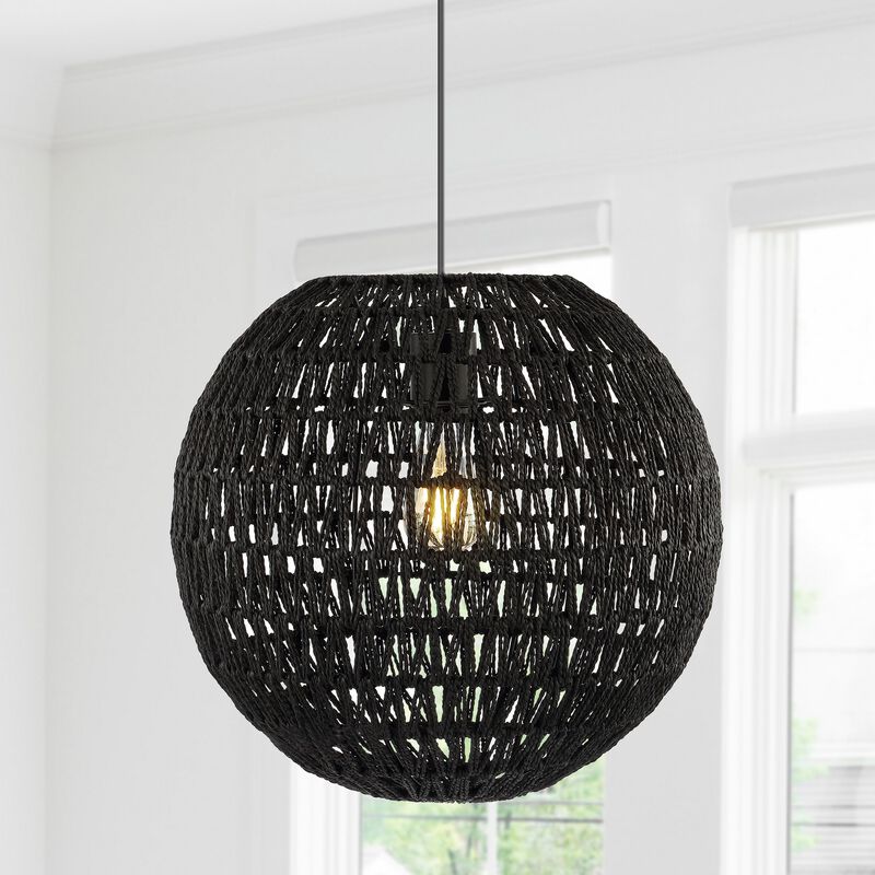 Luna Bohemian Modern Woven Rattaniron LED Pendant
