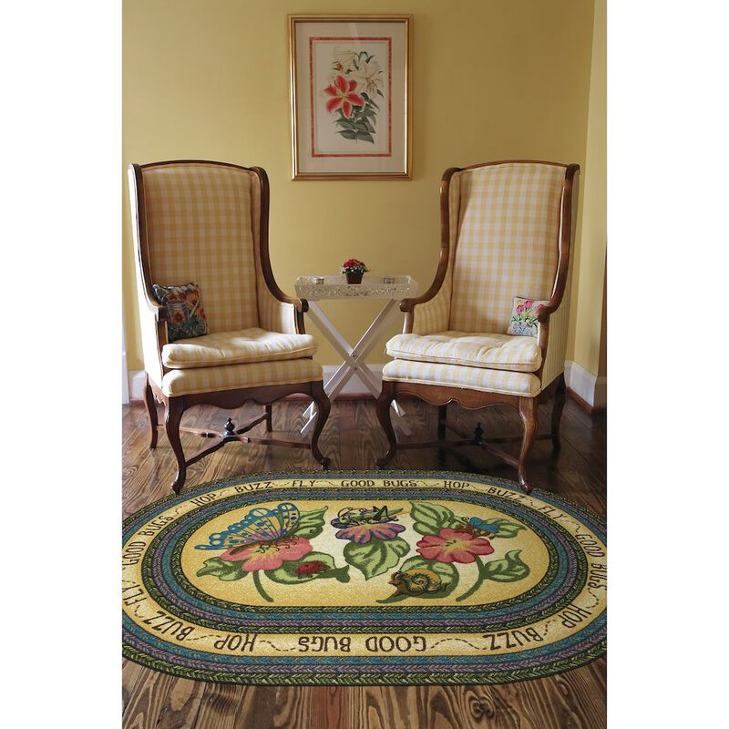 Joy Carpets Kid Essentials Good Bugs 7'8 x 10'9 Oval Area Rug in Color Multi