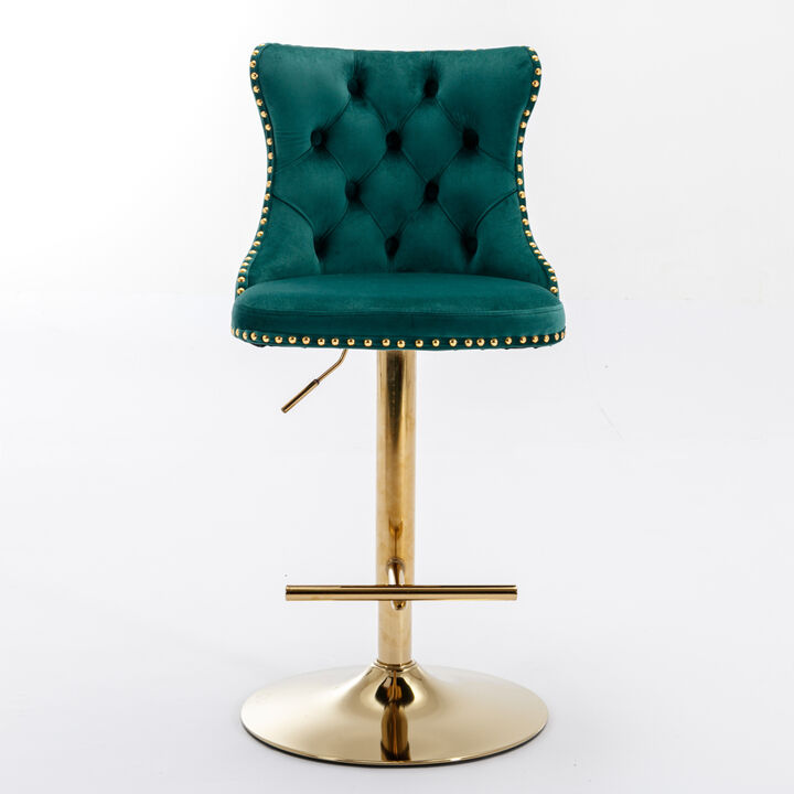 Streamdale Adjustable Swivel Velvet Bar Stools Set of 2