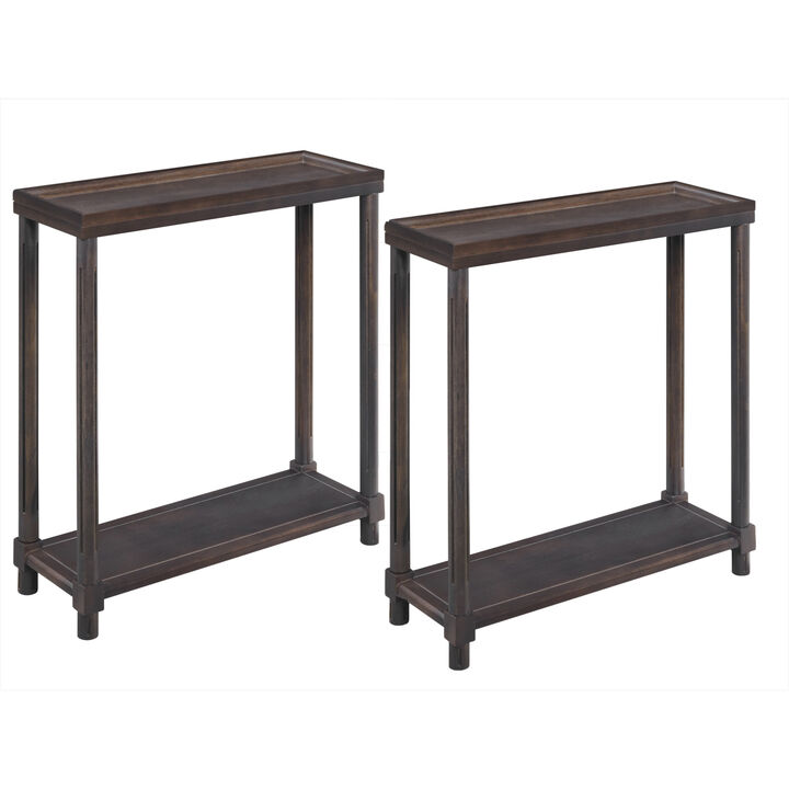 Set of 2 Wood Rectangular End Tables with Shelf, Compact Side Tables for Any Room