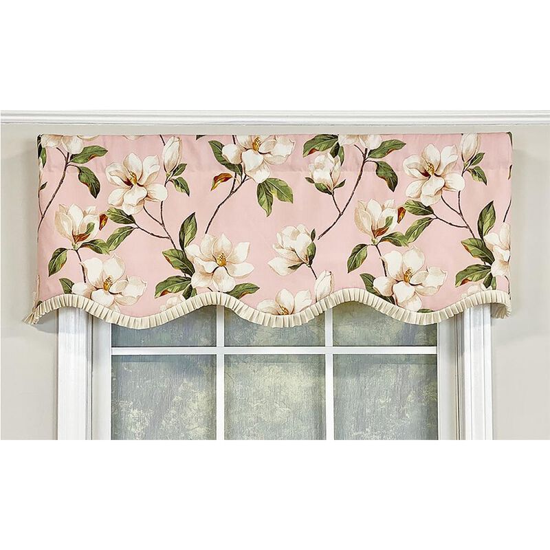 RLF Home Magnolia Ruffled Provance Valance Petal Pink. 3" Rod Pocket 50"W x 17"L