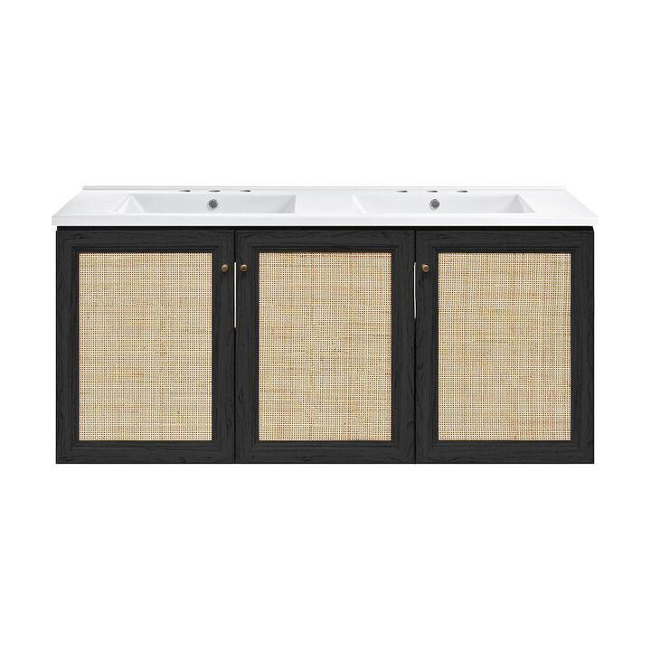 48" Wall-Mounted Bathroom Vanity with 3-Hole Widespread Sink Top