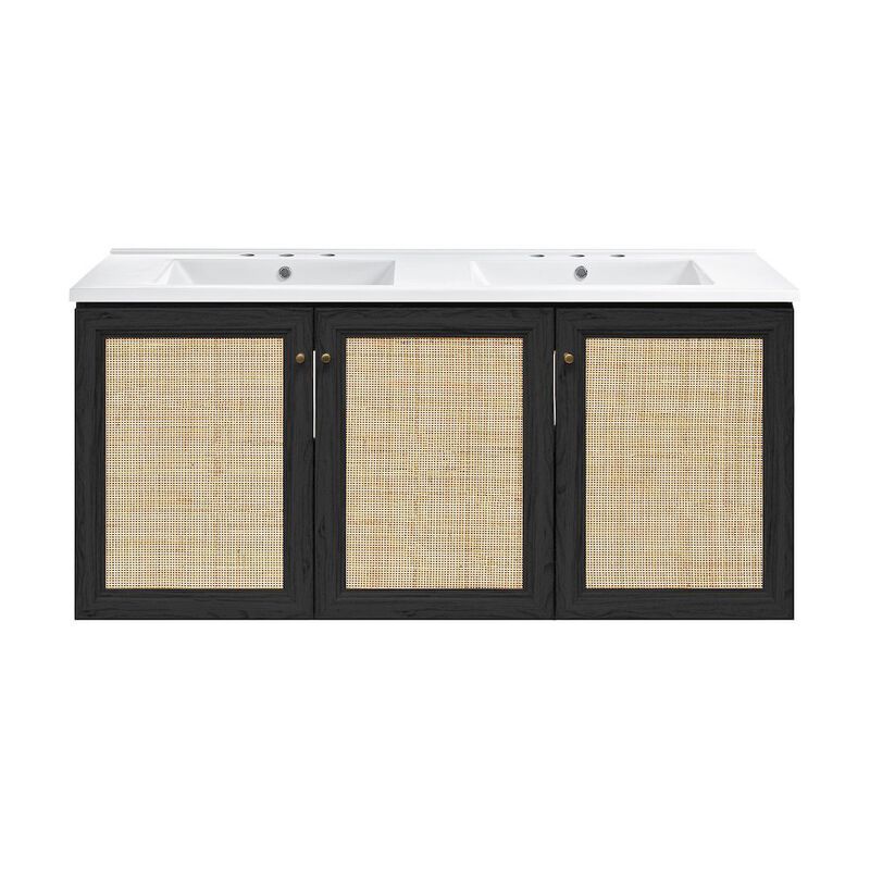 48" Wall-Mounted Bathroom Vanity with 3-Hole Widespread Sink Top image number 0