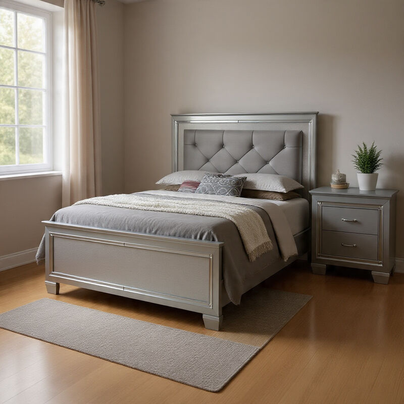 Queen Bedroom Set, Gray Wood, 2 Piece Set with Nightstand image number 8