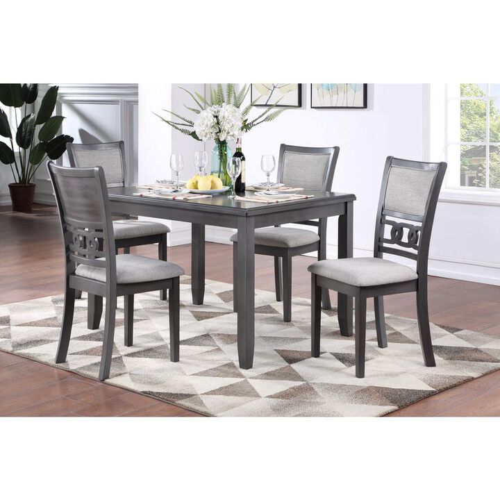 New Classic Furniture Gia 5-Piece 48 Wood Rectangular Dining Set with 4 Chairs in Gray