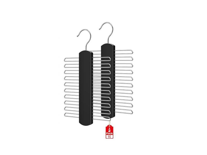 2-Pack Tie Rack | Wooden Necktie Organizer with 360&deg; Swivel Storage for Ties image number 0
