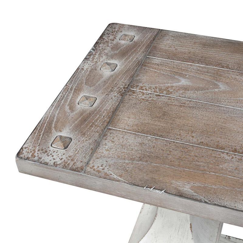 Liberty Furniture Sedona Sofa Table in Heavy Distressed White w/ Gravel Top image number 5