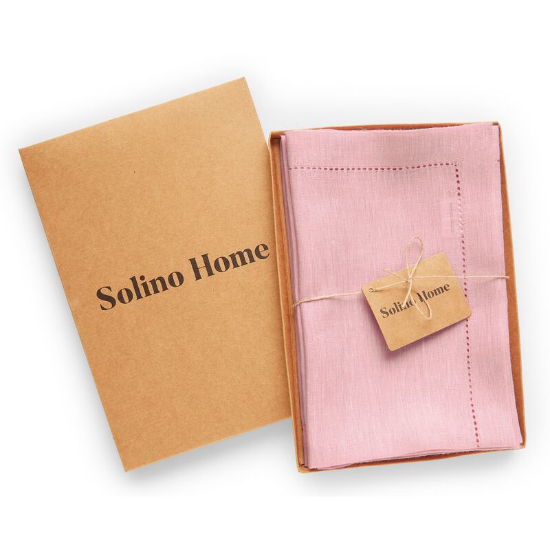 Solino Home Milan 100% Linen Dinner Napkins &ndash; Set of 4, 20 x 20 in, Machine Washable, Holiday and Everyday Dining