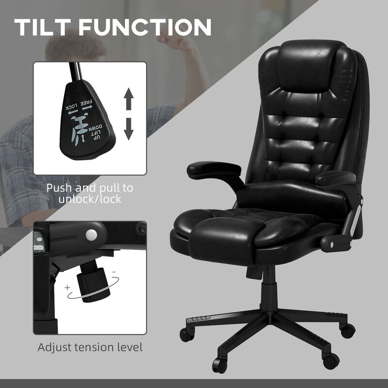 Vibrating Massage Office Chair: Heated, Linen, Reclining, Black