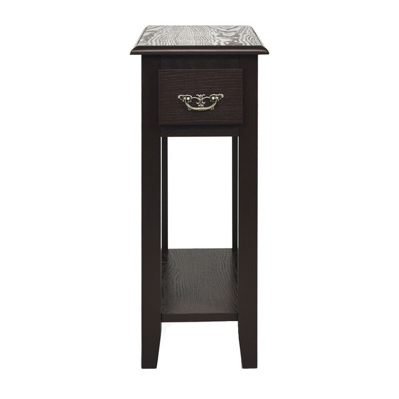 2 Tier End Bedside Sofa Side Table Narrow Nightstand