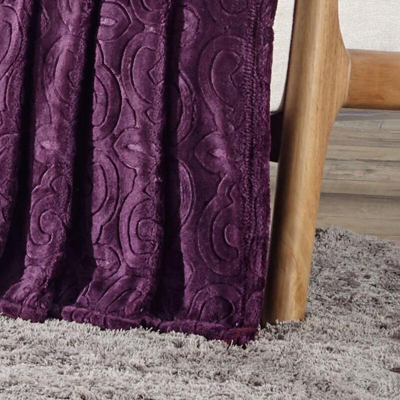 Dama Scroll All Season Embossed Pattern Ultra Soft and Cozy 50" x 60" Throw Blanket