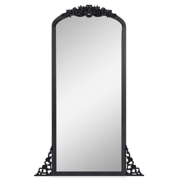 HomeRoots 67" Black Solid Wood Framed Full Length Mirror