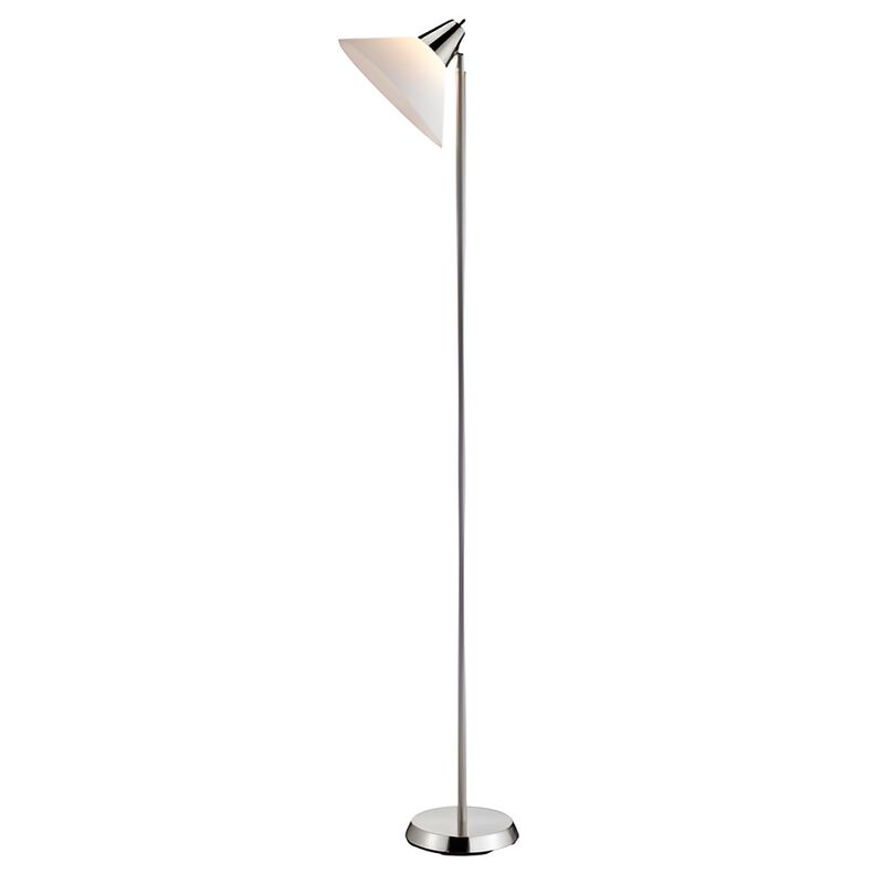 Satin Steel Swivel Floor Lamp with Bowl Shade for Reading and Task Lighting