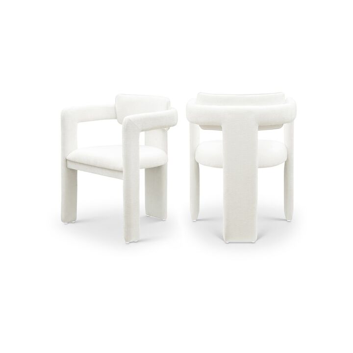 Meridian Furniture Brenda Cream Chenille Fabric Dining Chair, Set of 2
