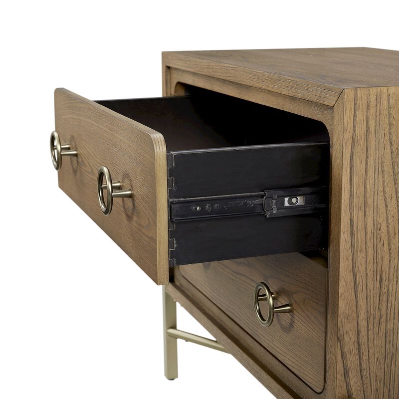 Aurora 2 Drawer Nightstand W/ USB - Latte