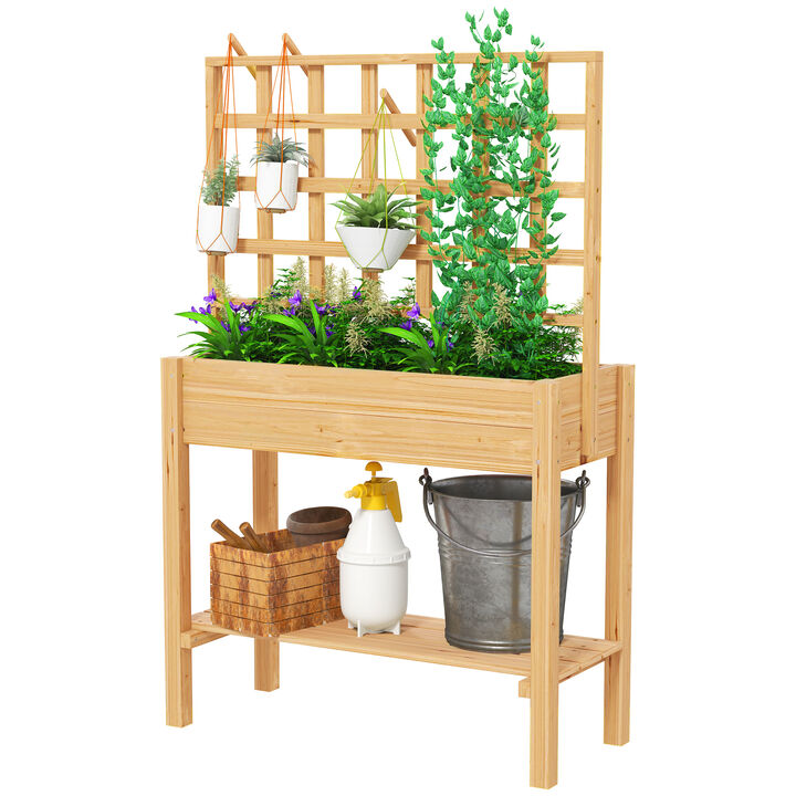 Hivvago Raised Wooden Planter for Outdoor Gardening