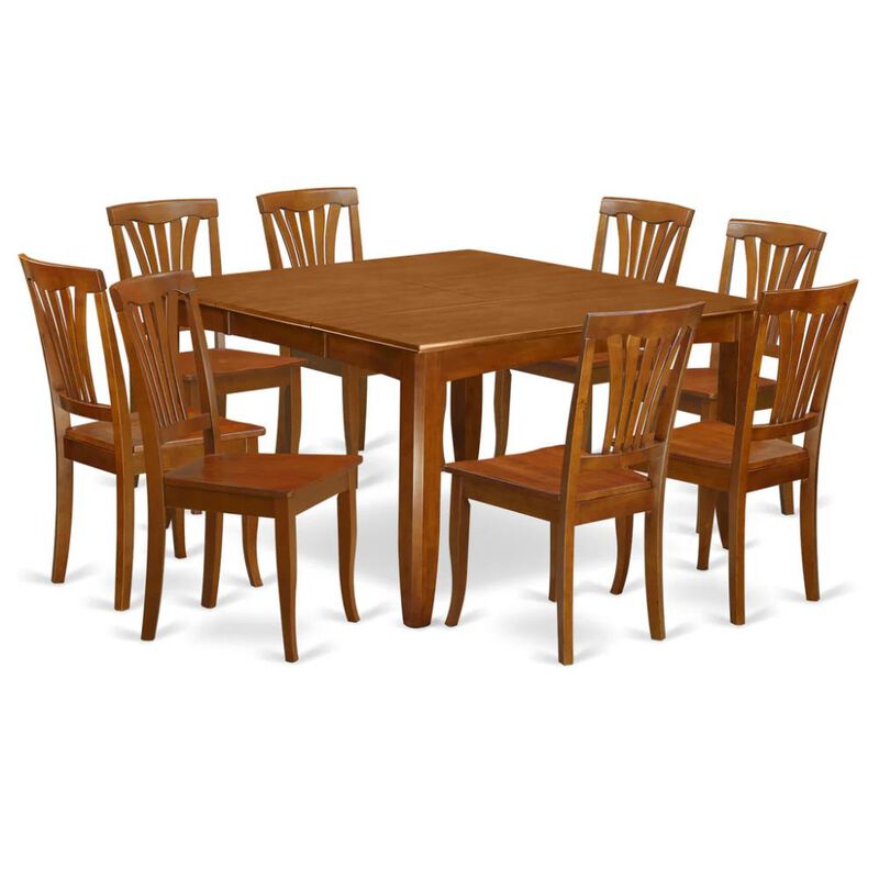 9 Pc Dining room set for 8-Square Table with Leaf and 8 Dining Chairs