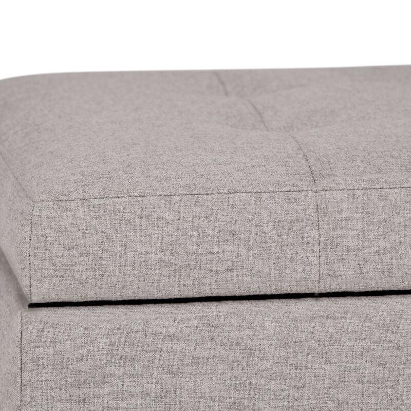 Cosmopolitan 34 inch Wide Transitional Rectangle Storage Ottoman in Cloud Grey Linen Look Fabric, Assembled