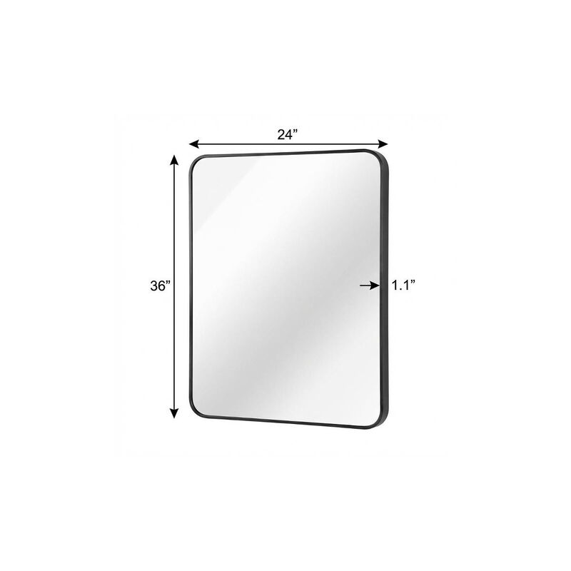 HomeRoots 36" Black Aluminum Framed Accent Mirror image number 5