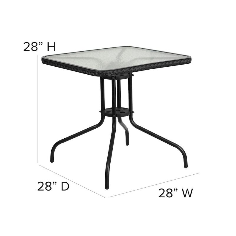 28SQ Black Table Set w/Rattan image number 2