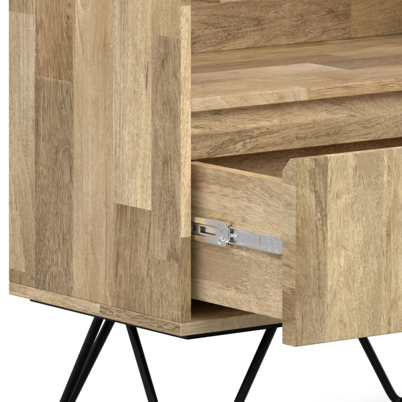 Hunter SOLID MANGO WOOD and Metal 64 inch x 24 inch Rectangle Modern Industrial Tall Bookcase in Natural