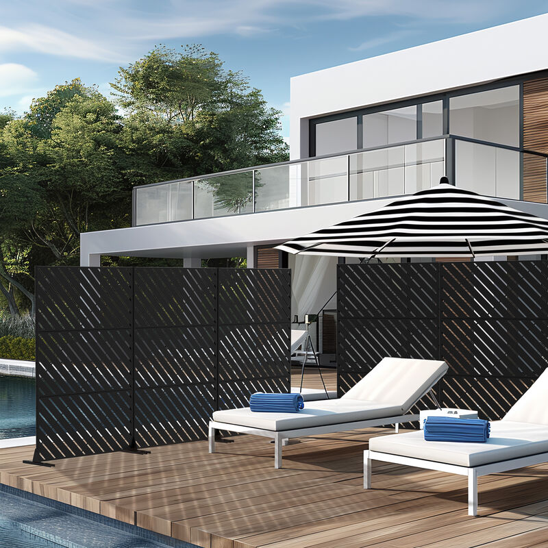 47in. W x 72in. H  Garden Fence Outdoor Privacy Screen  in Black