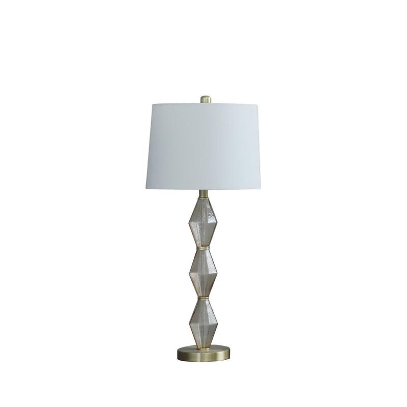 Hivvago 30" Brushed Gold Geo Glass Table Lamp With Shade