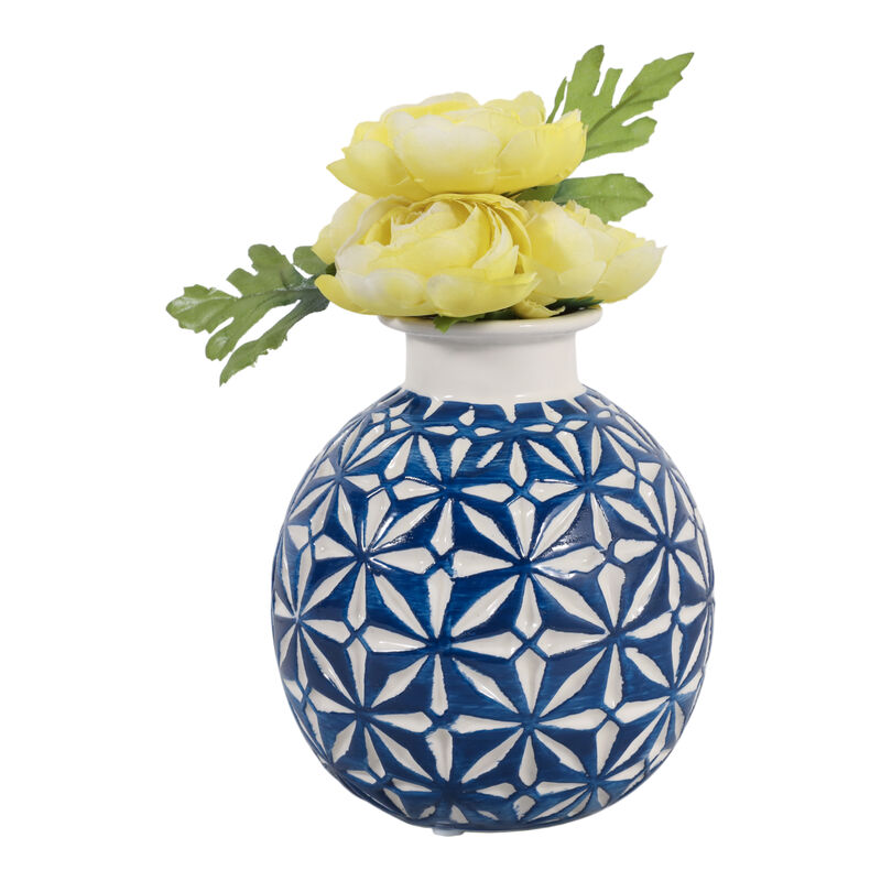 Cer, 6"h Daisy Vase, Blue image number 1