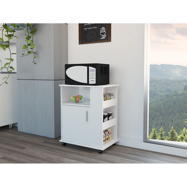 Kit Lower Microwave Cabinet, Single Door, Three Side Shelf -White
