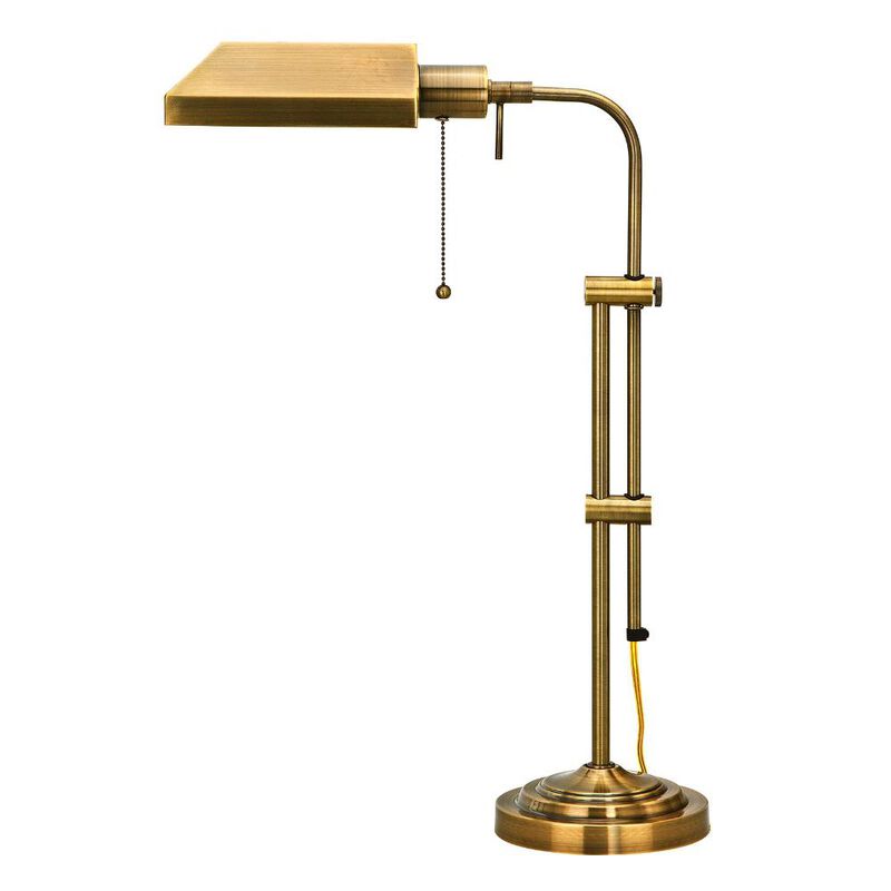Hivvago 26" Bronze Metal Adjustable Table Lamp With Antiqued Brass Rectangular Shade