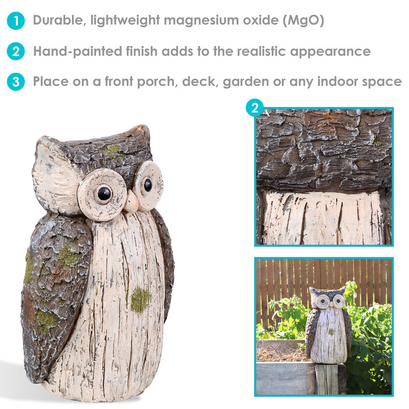 Sunnydaze Ophelia the Woodland Owl Indoor/Outdoor Statue - 13 in