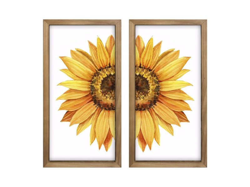 Sunflower Wall Decor Set of 2 Wood Framed Art for Kitchen Bedroom Living Room image number 0