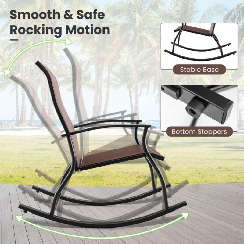 Hivvago 2 Pieces Outdoor Rocking Chairs with Breathable Backrest