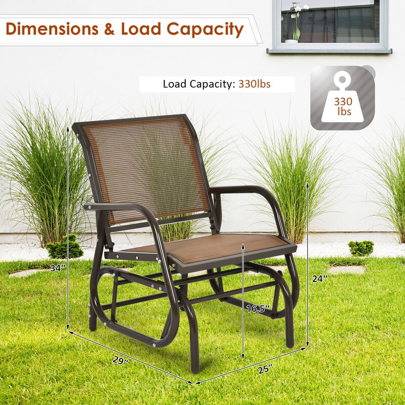 Heavy-Duty Outdoor Glider Chair &ndash; Rocking Swing Seat with Armrest for One