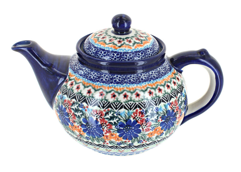 Blue Rose Polish Pottery Blue Starflower Teapot