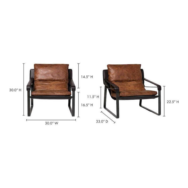 Starlight Canyon Home Mid Century Rustic Armchair Brown Leather with Black Iron Frame image number 6