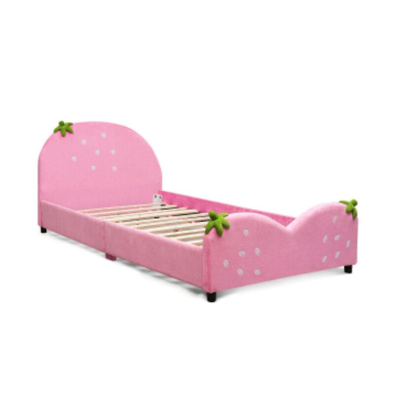 Hivvago Kids Children Upholstered Berry Pattern Toddler Bed