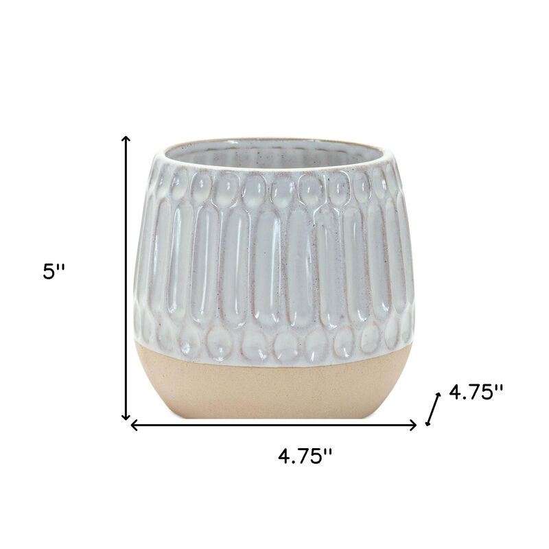 Set of 2 Ribbed Round Porcelain Table Vases &ndash; Elegant Decorative Vases for Centerpieces and Home Accents